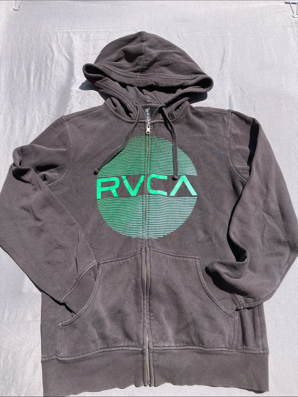 RVCA Black Hoodie with Green Graphic Circle